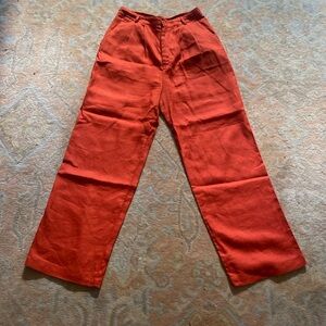 Reformation orange linen pants size 8